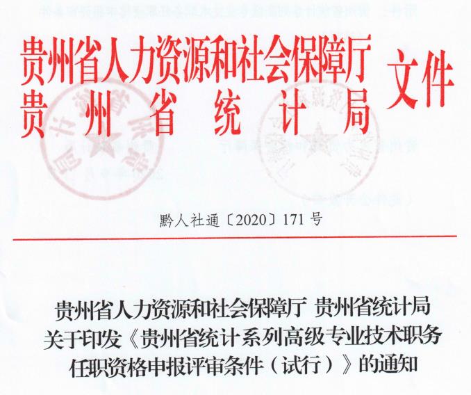 职称评审条件, 贵州职称, 高级统计师