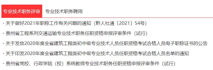 职称评审条件, 贵州职称, 2021年
